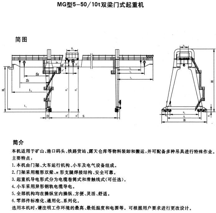 mg型雙主梁通用門式起重機(jī)
